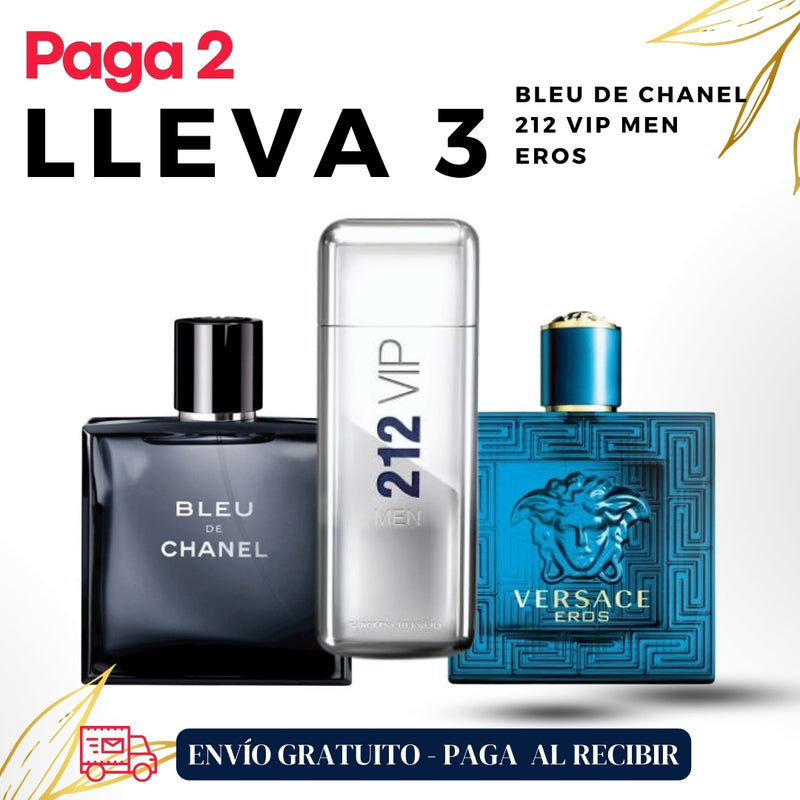 007- COMBO 3 PERFUME (212 VIP MEN + EROS + BLEU DE CHANEL )